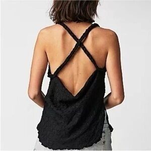 Free People Black Lace Crisscross Back Camisole